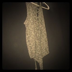 grey and white marble cross chest body suit
